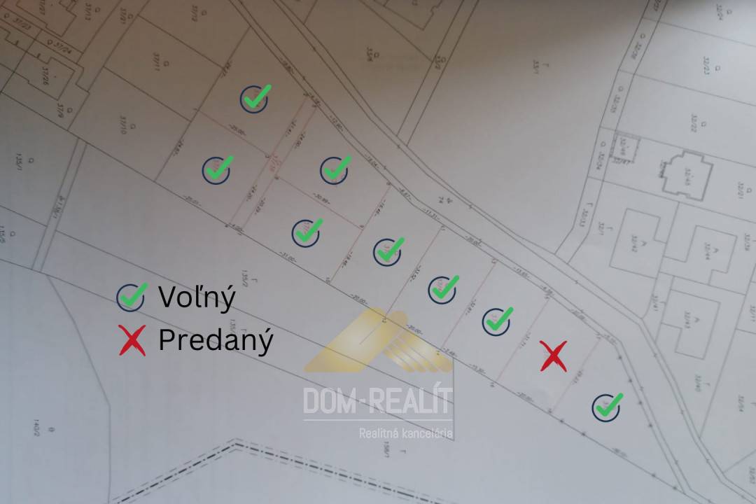 Nehnuteľnosť DOM-REALÍT ponúka pozemky  pre výstavbu rodinných domov